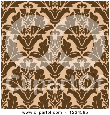 Clipart of a Seamless Brown Damask Background Pattern 2 - Royalty Free Vector Illustration by Vector Tradition SM
