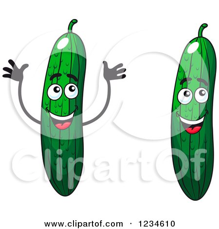 Clipart of a Cucumber Character in Two Poses - Royalty Free Vector Illustration by Vector Tradition SM