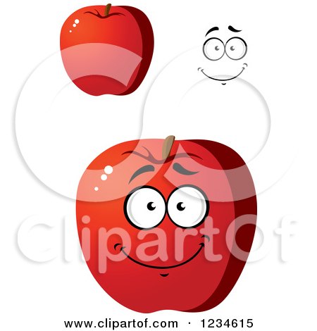 Clipart of a Smiling Red Apple Character - Royalty Free Vector Illustration by Vector Tradition SM