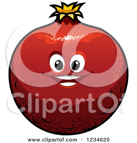 Clipart of a Smiling Pomegranate Character - Royalty Free Vector Illustration by Vector Tradition SM