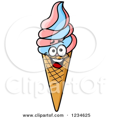 Clipart of a Happy Frozen Yogurt Ice Cream Cone - Royalty Free Vector Illustration by Vector Tradition SM