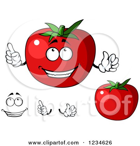 Clipart of a Smiling Tomato Character - Royalty Free Vector Illustration by Vector Tradition SM