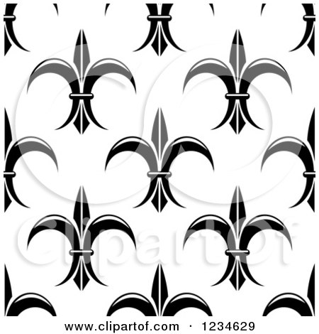 Clipart of a Seamless Black and White Fleur De Lis Background Pattern 5 - Royalty Free Vector Illustration by Vector Tradition SM