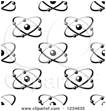 Clipart of a Black and White Seamless Atom and Molecule Pattern 5 - Royalty Free Vector Illustration by Vector Tradition SM