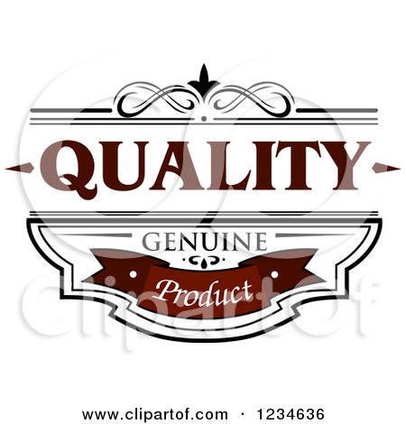 Clipart of a Brown Quality Geniune Product Label - Royalty Free Vector Illustration by Vector Tradition SM