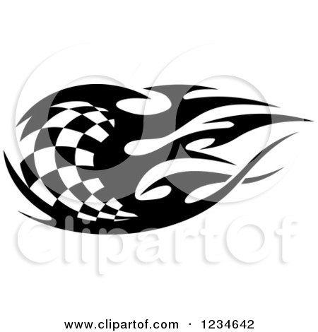 Clipart of a Black and White Flaming Checkered Racing Flag 3 - Royalty Free Vector Illustration by Vector Tradition SM