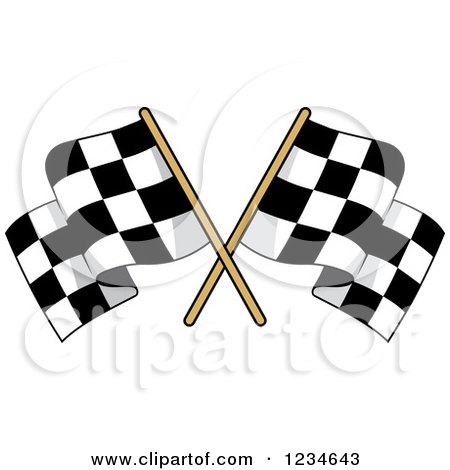 Clipart of Crossed Checkered Racing Flags - Royalty Free Vector Illustration by Vector Tradition SM