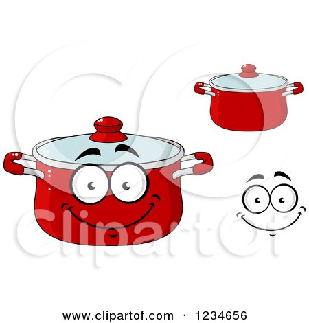 Clipart of a Happy Red Dutch Oven Pot Character - Royalty Free Vector Illustration by Vector Tradition SM