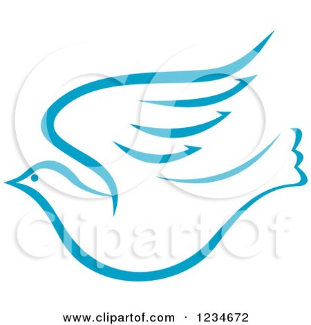 Clipart of a Flying Light Blue Dove - Royalty Free Vector Illustration by Vector Tradition SM