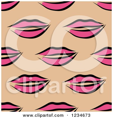 Clipart of a Seamless Pink Lips Background Pattern - Royalty Free Vector Illustration by Vector Tradition SM