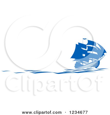 Clipart of Blue Ships and Waves 3 - Royalty Free Vector Illustration by Vector Tradition SM
