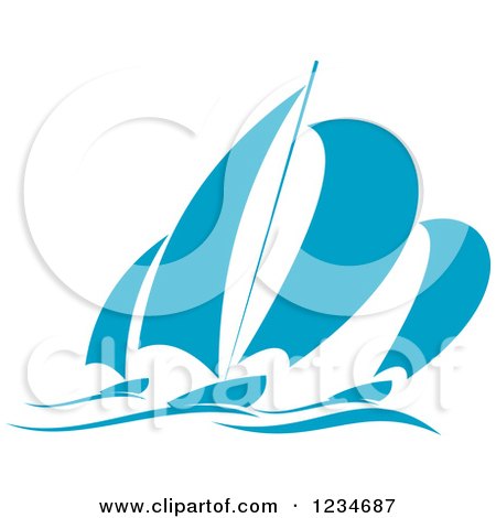Clipart of Blue Regatta Sailboats 9 - Royalty Free Vector Illustration by Vector Tradition SM
