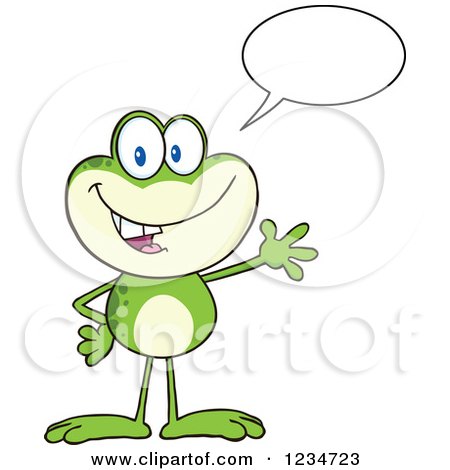 Clipart of a Presenting and Talking Frog Character - Royalty Free Vector Illustration by Hit Toon