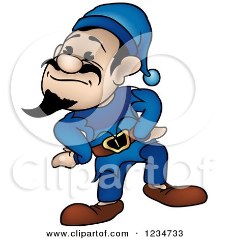 Clipart of a Stern Dwarf in Blue - Royalty Free Vector Illustration by dero