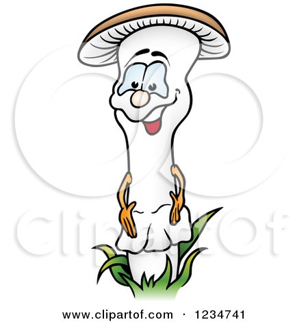 Clipart of a Happy White Mushroom - Royalty Free Vector Illustration by dero
