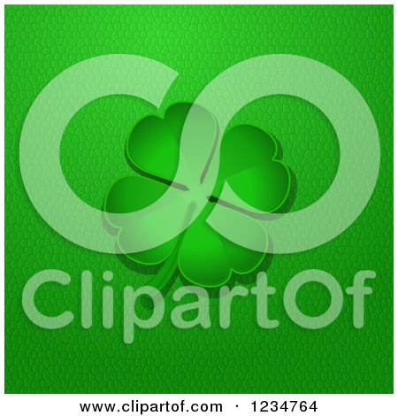 Clipart of a Green Four Leaf Clover over Leather - Royalty Free Vector Illustration by elaineitalia
