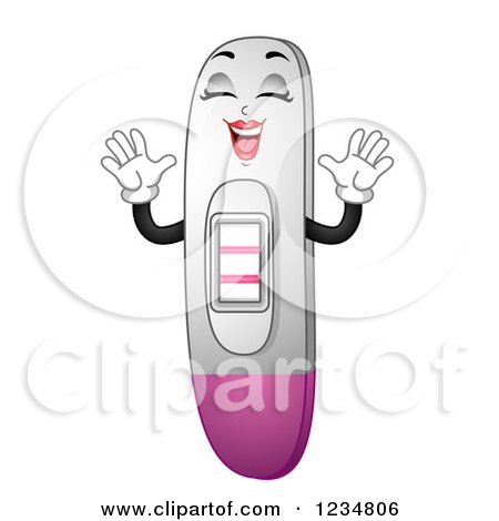 Clipart of a Happy Positive Pregnancy Test Mascot - Royalty Free Vector Illustration by BNP Design Studio