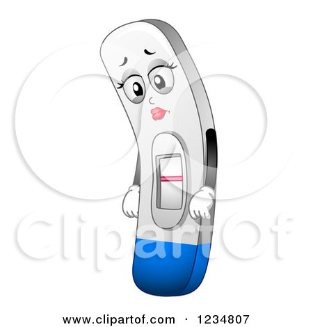 Clipart of a Depressed Negative Pregnancy Test Mascot - Royalty Free Vector Illustration by BNP Design Studio