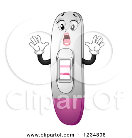 Clipart of a Shocked Positive Pregnancy Test Mascot - Royalty Free Vector Illustration by BNP Design Studio