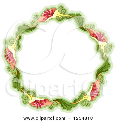 Clipart of a Round Border of a Floral Garland - Royalty Free Vector Illustration by BNP Design Studio