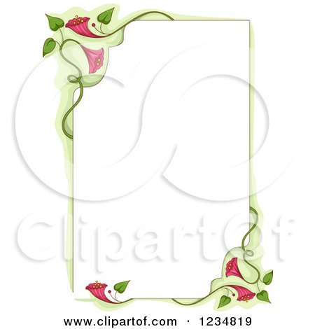 Clipart of a Border of Vines and Pink Flowers - Royalty Free Vector Illustration by BNP Design Studio