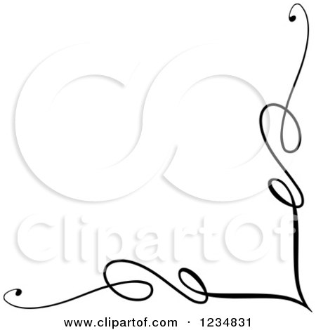 Clipart of a Black Lower Corner Swirl Design Element - Royalty Free Vector Illustration by BNP Design Studio
