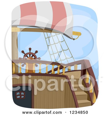 Clipart of Stairs Leading to a Pirate Ship Helm - Royalty Free Vector Illustration by BNP Design Studio