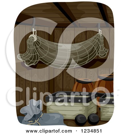 Clipart of a Pirate Ship Storage Area - Royalty Free Vector Illustration by BNP Design Studio