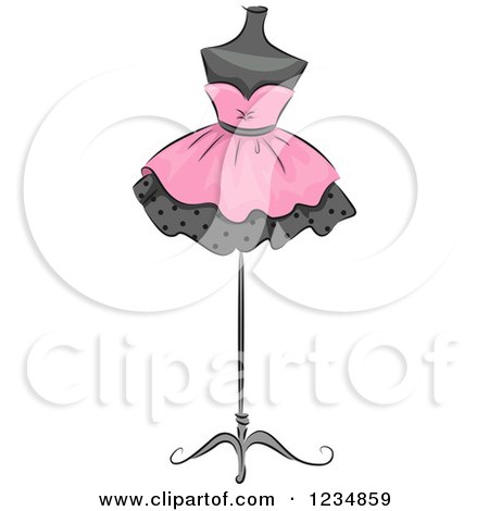 Clipart of a Pink Boutique Dress on a Mannequin - Royalty Free Vector Illustration by BNP Design Studio