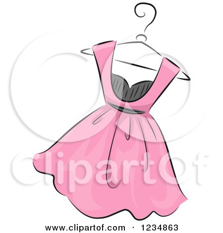 Clipart of a Pink Boutique Dress on a Hanger - Royalty Free Vector Illustration by BNP Design Studio