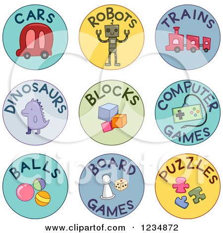 Clipart of Round Toy Labels - Royalty Free Vector Illustration by BNP Design Studio