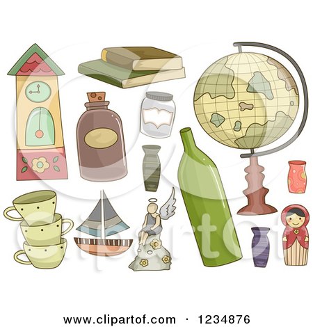 Clipart of Collectible Items - Royalty Free Vector Illustration by BNP Design Studio