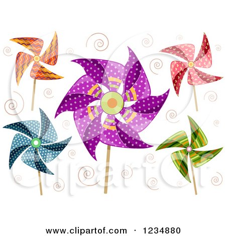 Clipart of Decorative Pinwheels and Spirals - Royalty Free Vector Illustration by BNP Design Studio