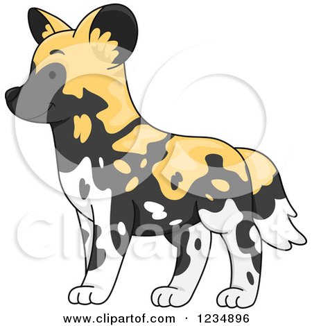 Clipart of a Cute African Wild Dog in Profile - Royalty Free Vector Illustration by BNP Design Studio