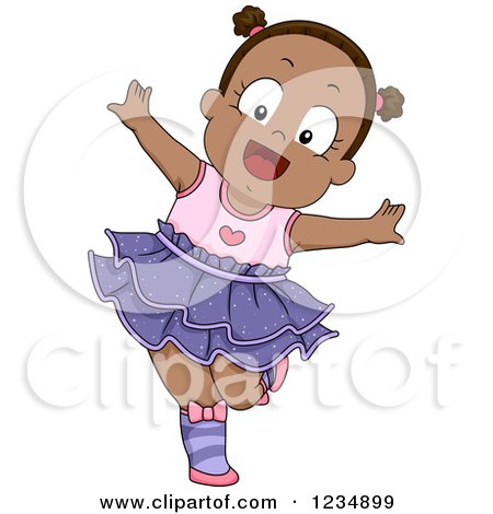 Clipart of a Happy Black Toddler Girl Dancing Ballet - Royalty Free Vector Illustration by BNP Design Studio