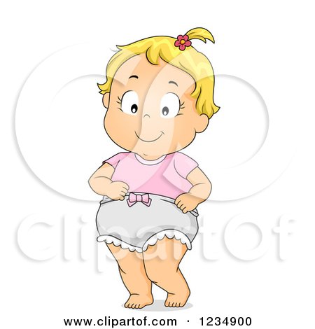 Clipart of a Happy Blond Caucasian Toddler Girl in Bloomers - Royalty Free Vector Illustration by BNP Design Studio