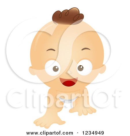 Clipart of a Happy Baby Boy Crawling - Royalty Free Vector Illustration by BNP Design Studio