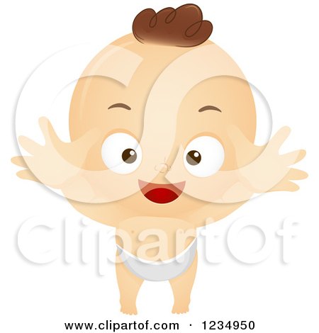 Clipart of a Happy Baby Boy Reaching up - Royalty Free Vector Illustration by BNP Design Studio