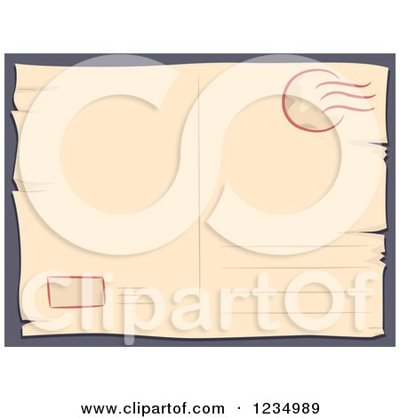 Clipart of the Back of a Postmarked Postcard - Royalty Free Vector Illustration by BNP Design Studio