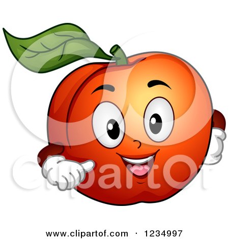 Clipart of a Happy Peach Mascot - Royalty Free Vector Illustration by BNP Design Studio