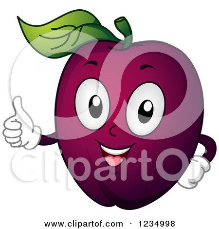 Clipart of a Happy Plum Mascot Holding a Thumb up - Royalty Free Vector Illustration by BNP Design Studio