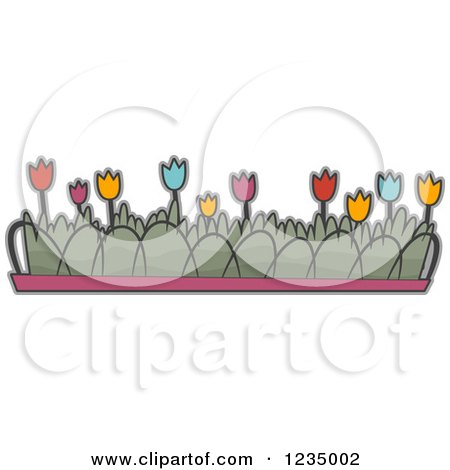 Clipart of a Tulip Flower Garden - Royalty Free Vector Illustration by BNP Design Studio