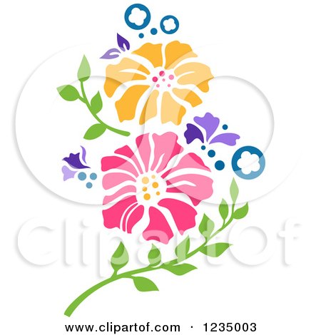 Clipart of Stenciled Pansy Flowers - Royalty Free Vector Illustration by BNP Design Studio