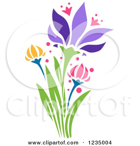 Clipart of Stenciled Tulip Flowers - Royalty Free Vector Illustration by BNP Design Studio