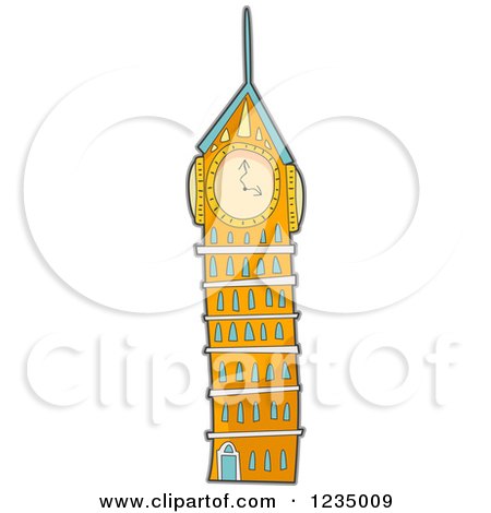 Clipart of a Clock Tower - Royalty Free Vector Illustration by BNP Design Studio
