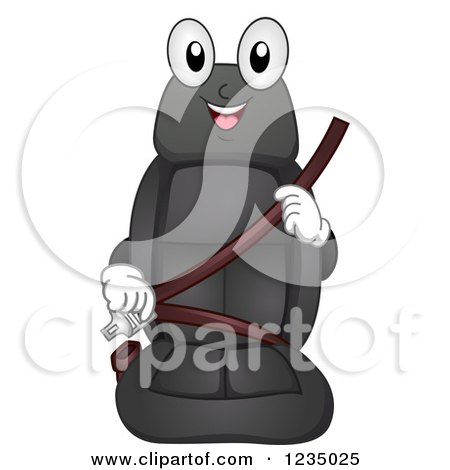 Clipart of a Car Seat Mascot Buckling up - Royalty Free Vector Illustration by BNP Design Studio