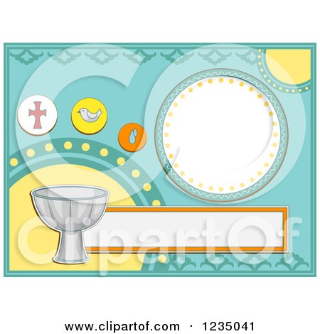 Clipart of a Baptism Invitation with Icons and Text Space - Royalty Free Vector Illustration by BNP Design Studio