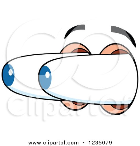 Clipart of a Pair of Surprised Blue Eyes Popping out - Royalty Free Vector Illustration by Hit Toon
