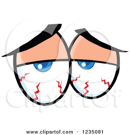 Clipart of a Pair of Blood Shot Blue Eyes - Royalty Free Vector Illustration by Hit Toon