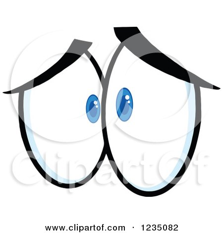 Clipart of a Pair of Sad Blue Eyes - Royalty Free Vector Illustration by Hit Toon